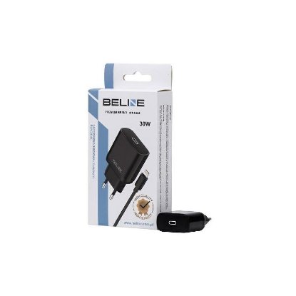 Kućni punjač BELINE BLNCB30L GaN, 30W, PD3.0, USB-C, Lightning kabel, crni