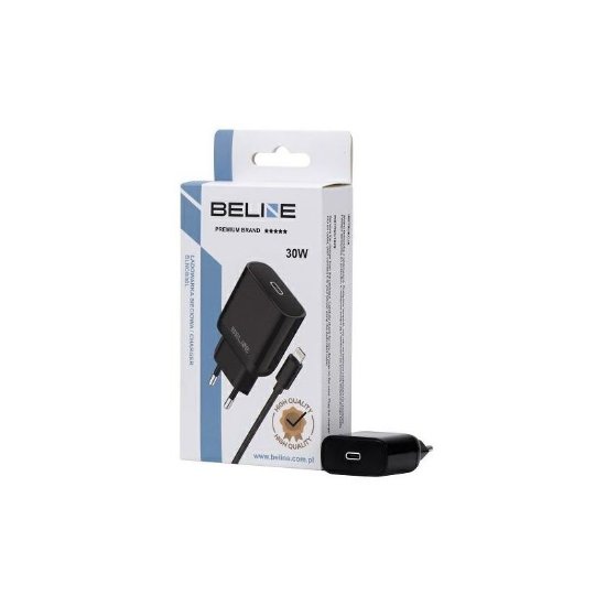 Kućni punjač BELINE BLNCB30L GaN, 30W, PD3.0, USB-C, Lightning kabel, crni