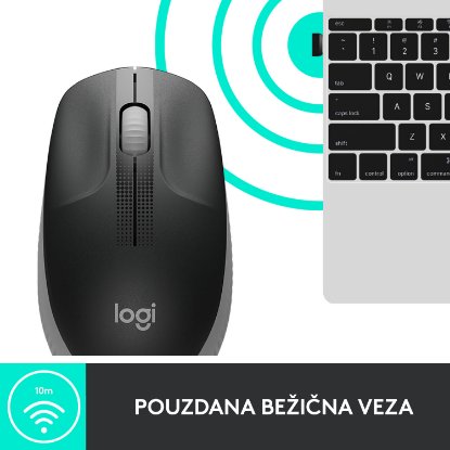 Miš LOGITECH M190, optički, bežični, 1000dpi, crno-sivi