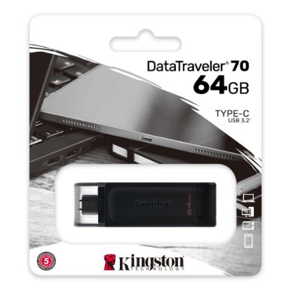 Memorija USB-C FLASH DRIVE, 64 GB, KINGSTON DT70/64GB, crni