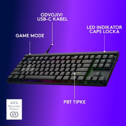 Tipkovnica LOGITECH Gaming G515 Rapid TKL, RGB, mehanička, US Layout, USB, crna