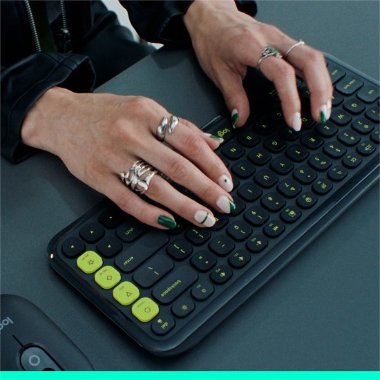 Tipkovnica LOGITECH POP Icon Keys, bežična, US Layout, BT, bijelo-narančasta