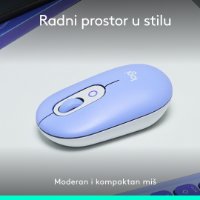 Miš LOGITECH POP, optički, bežični, USB, BT, 1000dpi, lila-bijeli