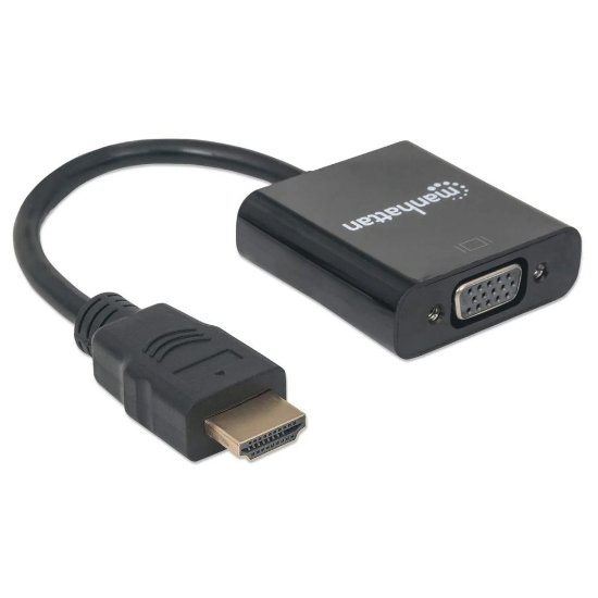 Adapter MANHATTAN, HDMI (M) na VGA (Ž), 30cm, crni