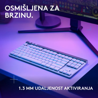 Tipkovnica LOGITECH Gaming G515 Lightspeed TKL, Tactile switch, RGB, mehanička, bežična, US Layout, USB, bijela