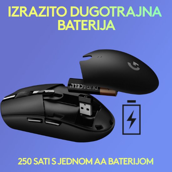 Miš LOGITECH Gaming G305 Lightspeed, bežični, optički, 12000dpi, lilac, USB