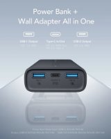 Mobilni USB punjač VEGER ACE100, 10000 mAh, ugrađena EU utičnica, crni