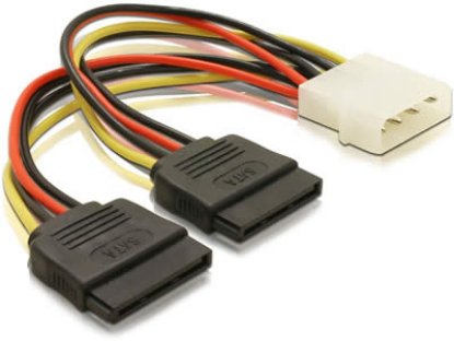 Adapter DELOCK, 4-pin Molex (M) na 2x 15-pin SATA (M), naponski, interni