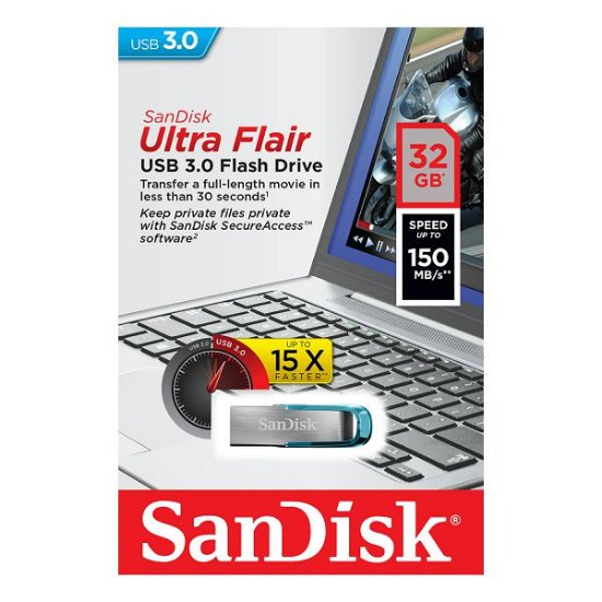 Memorija USB 3.0 FLASH DRIVE, 32GB, SANDISK Ultra Flair, SDCZ73-032G-G46B, plavi