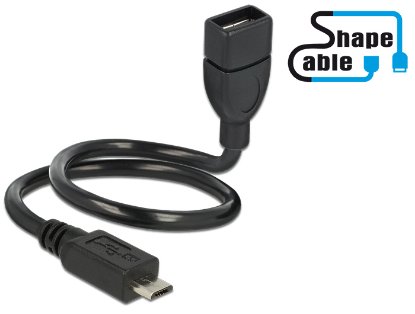 Kabel DELOCK, USB 2.0 micro USB (M) na USB (Ž), produžni, ShapeCable, OTG, 0.35 m