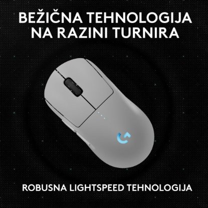 Miš LOGITECH Pro 2 Lightspeed, RGB, optički, bežični, 32000dpi, bijeli