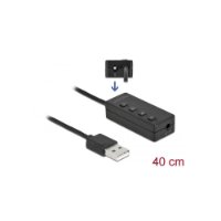Adapter DELOCK, USB-A (M) na 2x3.5mm (Ž), 0.4m, crni