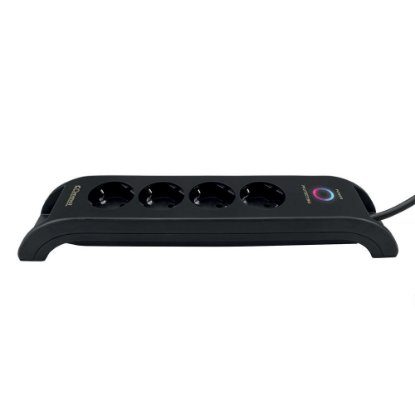 Prenaponska zaštita COMMEL, 4 utičnice, 2xUSB-A, 2m, crna