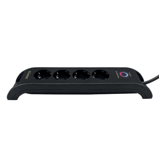 Prenaponska zaštita COMMEL, 4 utičnice, 2xUSB-A, 2m, crna