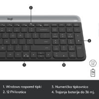 Tipkovnica + miš LOGITECH MK470 Slim Wireless, bežična, crna