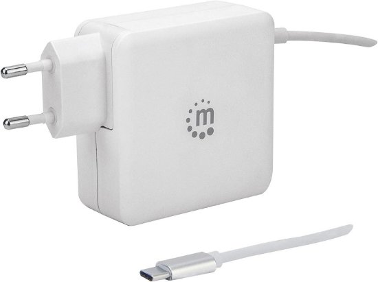 Kućni punjač MANHATTAN, 60W, USB-C kabel PD 3.0, bijeli