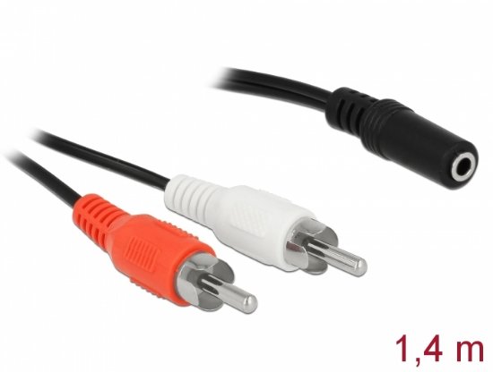 Kabel DELOCK, 2x RCA (M) na 3.5mm stereo (Ž), 1.4m
