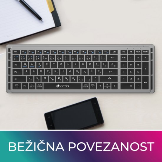 Tipkovnica OCTIO Style K290WBT, bežična, BT, crna