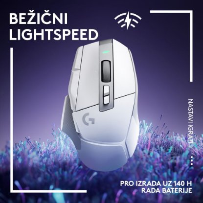 Miš LOGITECH Gaming G502 X Lightspeed, optički, 25000dpi, bežični, bijeli, USB