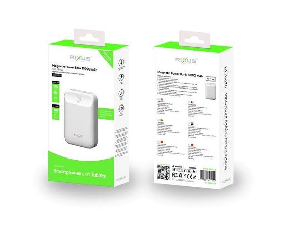 Mobilni USB punjač RIXUS RXPB33B, 10000 mAh, bijeli