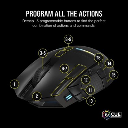 Miš CORSAIR Darkstar Wireless, RGB, optički, bežični, 26000dpi, crni