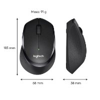 Miš LOGITECH M330 Silent Plus, optički, 1000dpi, bežični, crni, USB