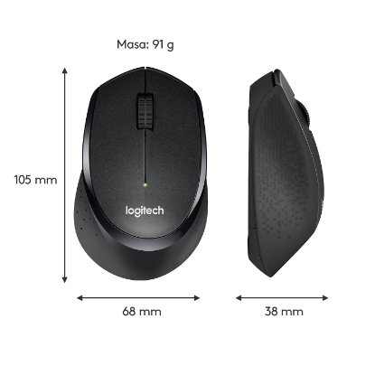Miš LOGITECH M330 Silent Plus, optički, 1000dpi, bežični, crni, USB