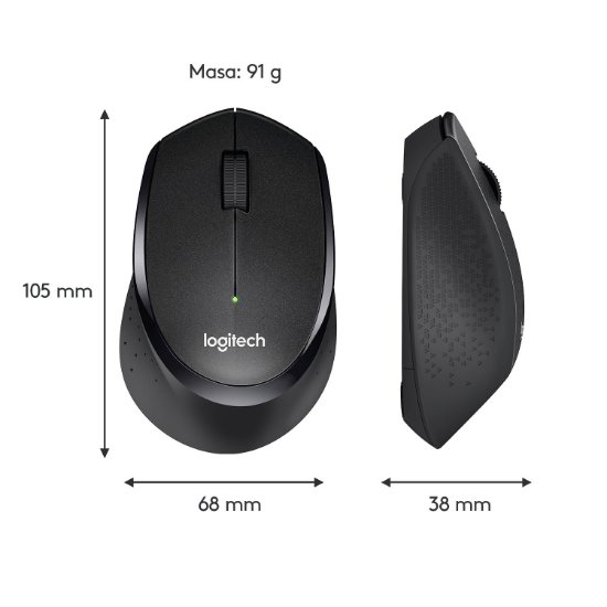 Miš LOGITECH M330 Silent Plus, optički, 1000dpi, bežični, crni, USB