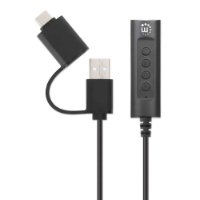 Adapter MANHATTAN, USB-C/USB-A (M) na Audio 3.5 (Ž), 1m, crni