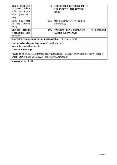 Perilica rublja MIDEA MF100W80B/W-HR, 8 kg, 1400 o/min, energetski razred D, bijela