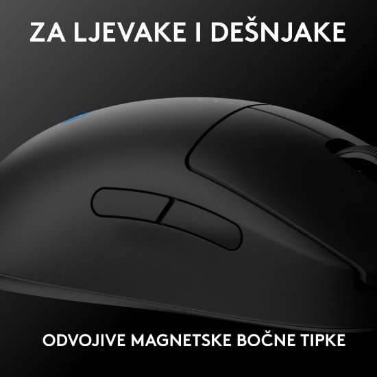 Miš LOGITECH Pro 2 Lightspeed, RGB, optički, bežični, 32000dpi, crni