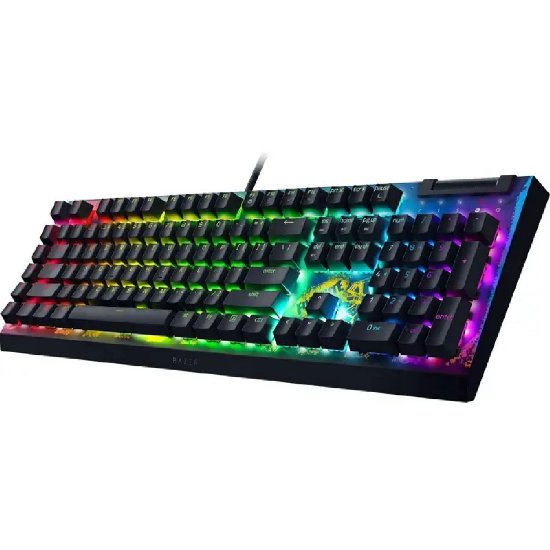 Tipkovnica RAZER BlackWidow V4 X Fortnite Edition, mehanička, Yellow switch, RGB, US Layout, plava, USB