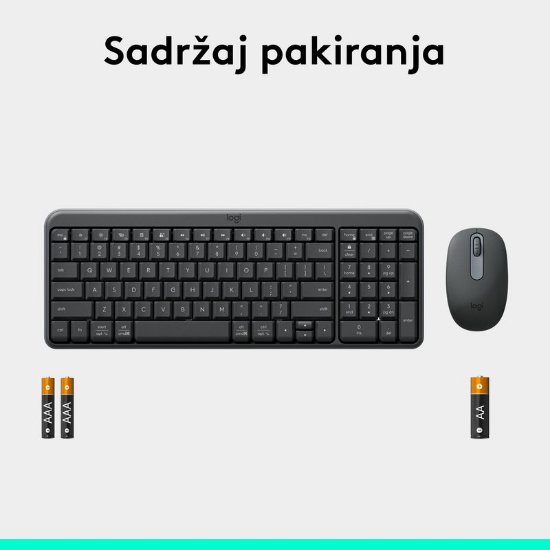Tipkovnica + miš LOGITECH MK250 Compact Bluetooth Combo, bežična, crna