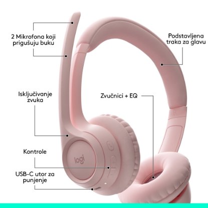 Slušalice LOGITECH Zone 300, bežične, BT, roze
