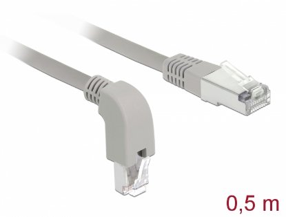 Kabel DELOCK Cat.6 RJ45, S/FTP, kutni/ravni, 0,5m, sivi