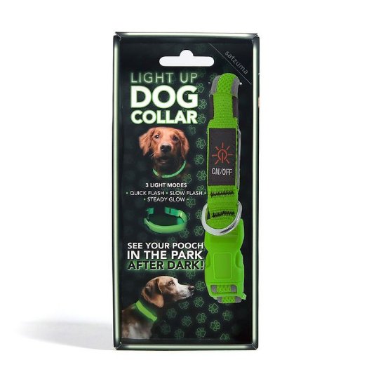 Ogrlica za pse SATZUMA Light Up Dog Collar, zelena, LED svijetleća, 37-46cm