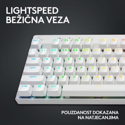 Tipkovnica LOGITECH G Pro X TKL LIGHTSPEED, mehanička, bežična, RGB, bijela