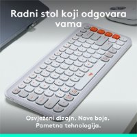 Tipkovnica LOGITECH POP Icon Keys, bežična, US Layout, BT, bijelo-narančasta
