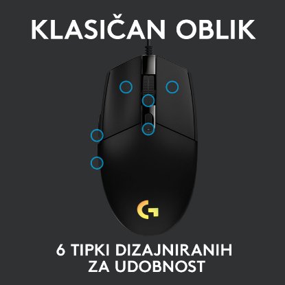 Miš LOGITECH Gaming G102 Lightsync, optički, 8000dpi, crni, USB
