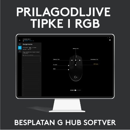 Miš LOGITECH Gaming G102 Lightsync, optički, 8000dpi, crni, USB