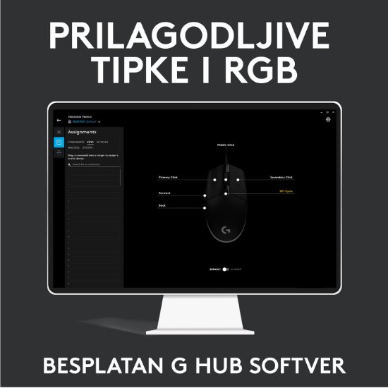 Miš LOGITECH Gaming G102 Lightsync, optički, 8000dpi, crni, USB