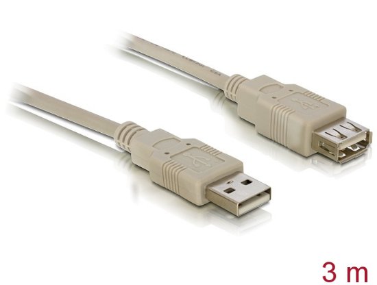 Kabel DELOCK, USB 2.0, USB-A (M) na USB-A (Ž), produžni, 3m