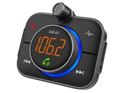 FM transmiter AKAI FMT-95BT Pro, USB-C punjač, BT, HandF, microSD, 12-24V, crni