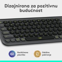 Tipkovnica LOGITECH POP Icon Keys, bežična, US Layout, BT, sivo-zelena