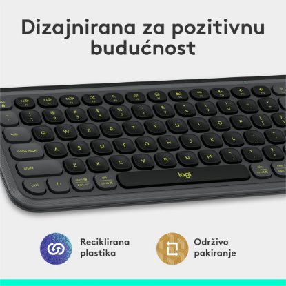 Tipkovnica LOGITECH POP Icon Keys, bežična, US Layout, BT, sivo-zelena