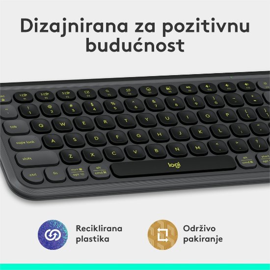 Tipkovnica LOGITECH POP Icon Keys, bežična, US Layout, BT, sivo-zelena
