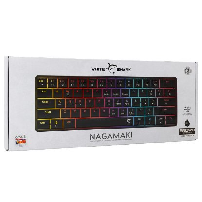 Tipkovnica WHITE SHARK GK-006132 Nagamaki, RGB, smeđi switch, mehanička, UK/HR, USB, crna