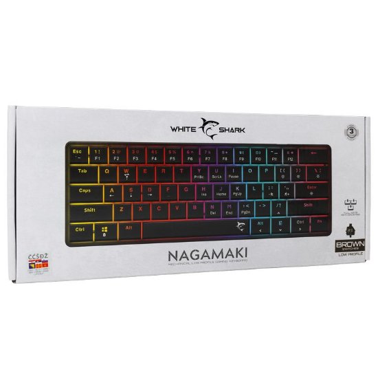 Tipkovnica WHITE SHARK GK-006132 Nagamaki, RGB, smeđi switch, mehanička, UK/HR, USB, crna