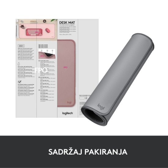 Podloga za miš, LOGITECH Desk Mat Studio, soft, siva