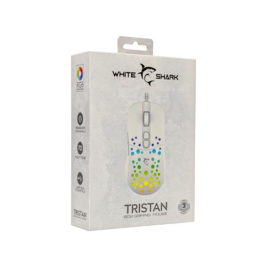 Miš WHITE SHARK Tristan 2, optički, 12800dpi, bijeli